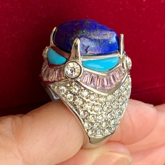NWT Lapis Lazuli, Turquoise, Pink Zirconia, & White CZ Ring - Picture 5 of 15